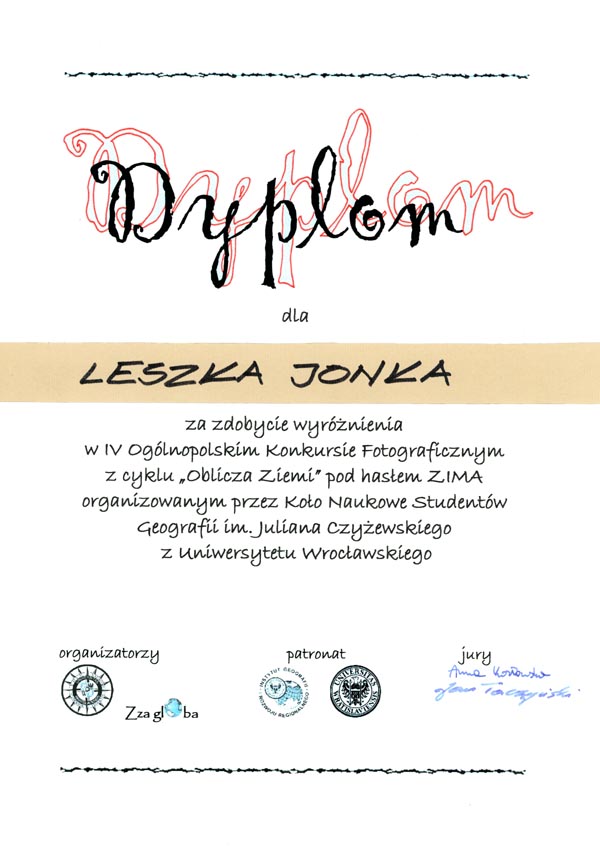 DYPLOM wyróżnienie