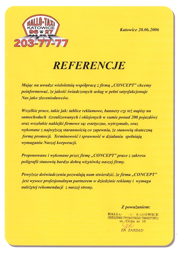 Referencje Hallo-Taxi